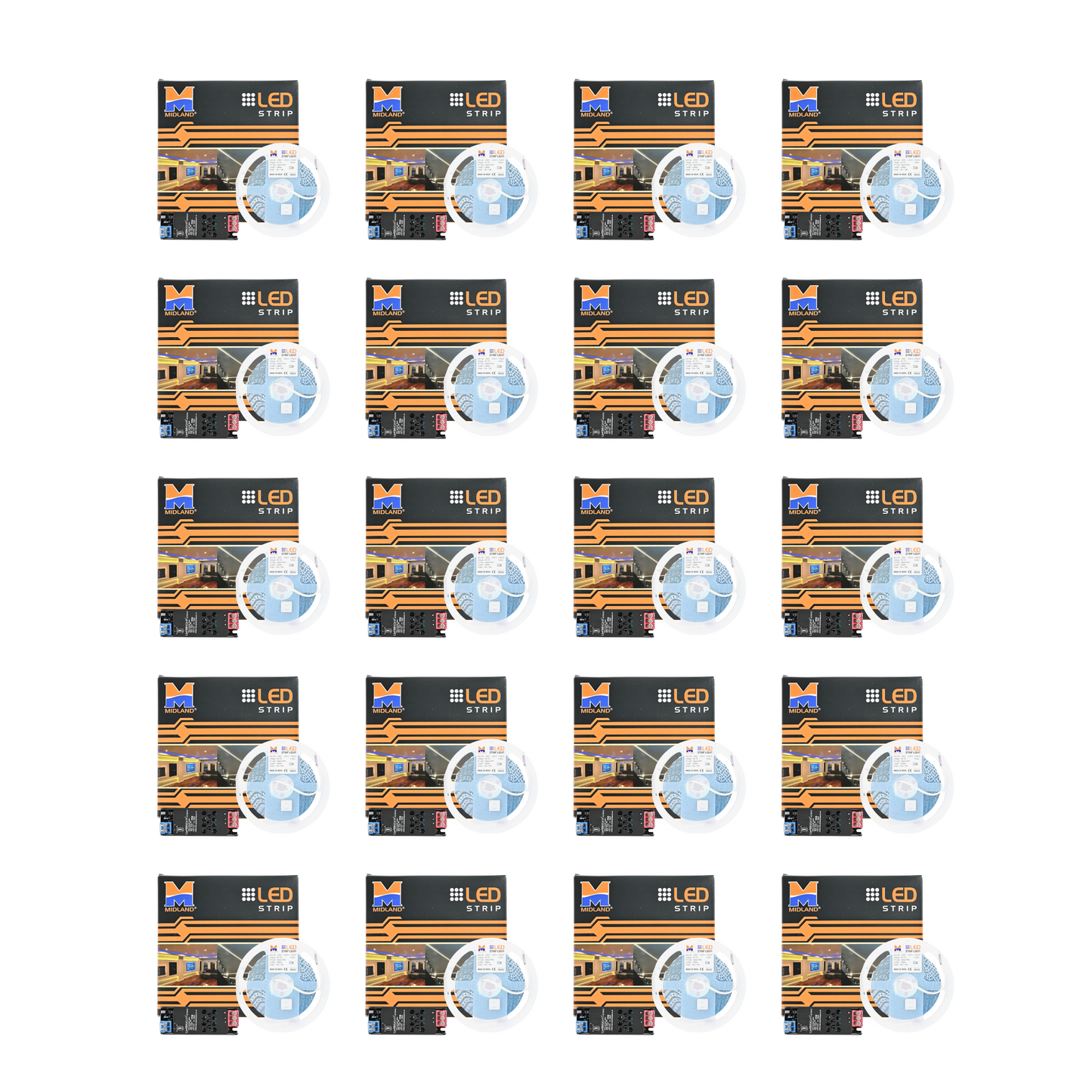 MIDLAND 2835/120 LED PER METER 12V LED STRIP LIGHT (5 MTR.) (3 IN 1-COLORS) WITH DRIVER