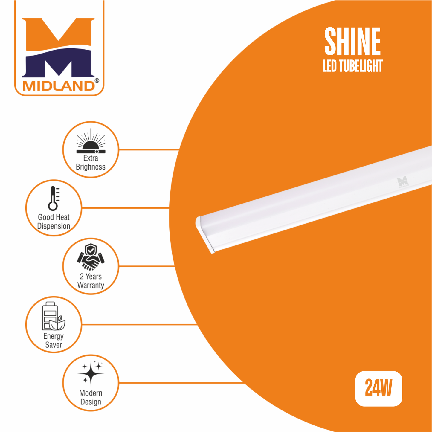 MIDLAND 24W LED TUBELIGHT