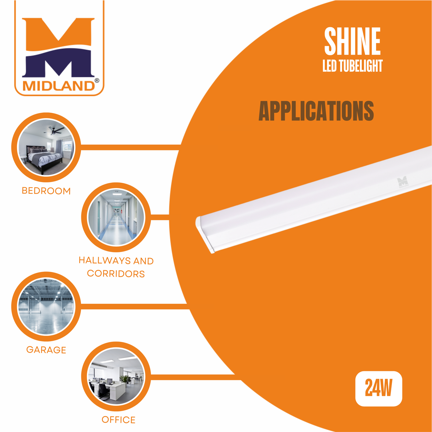 MIDLAND 24W LED TUBELIGHT