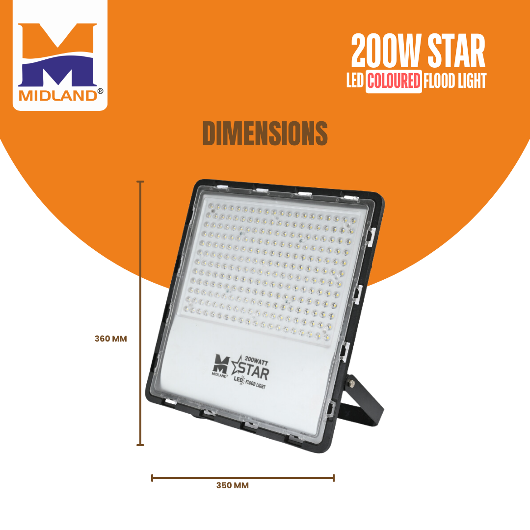 MIDLAND 200W STAR LED COLOURED FLOOD LIGHT
