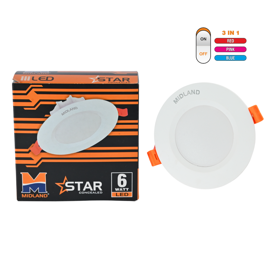 MIDLAND 6W STAR 3 IN 1 LED CONCEALED BOX LIGHT