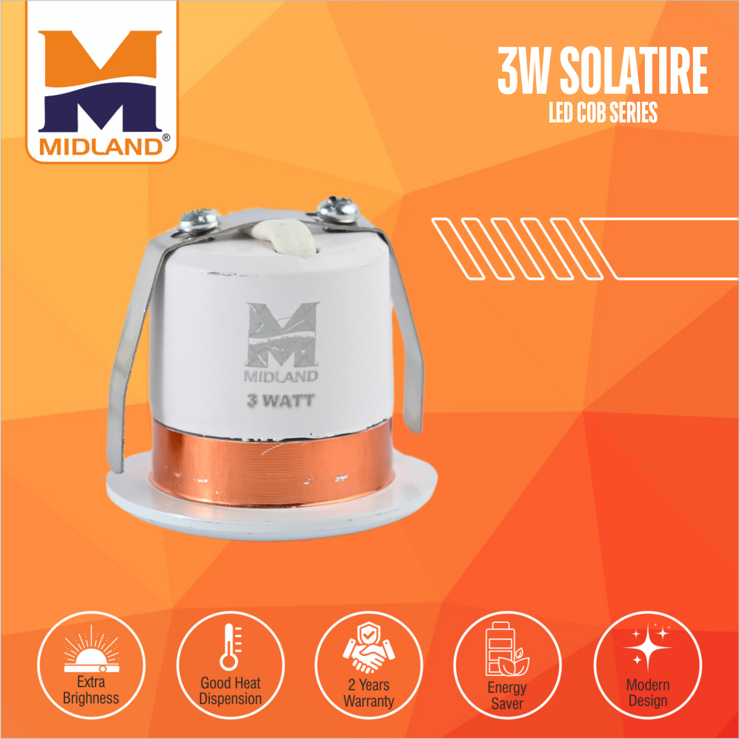 MIDLAND 3W SOLITAIRE LED COB SERIES LIGHT | WHITE-ROSE GOLD
