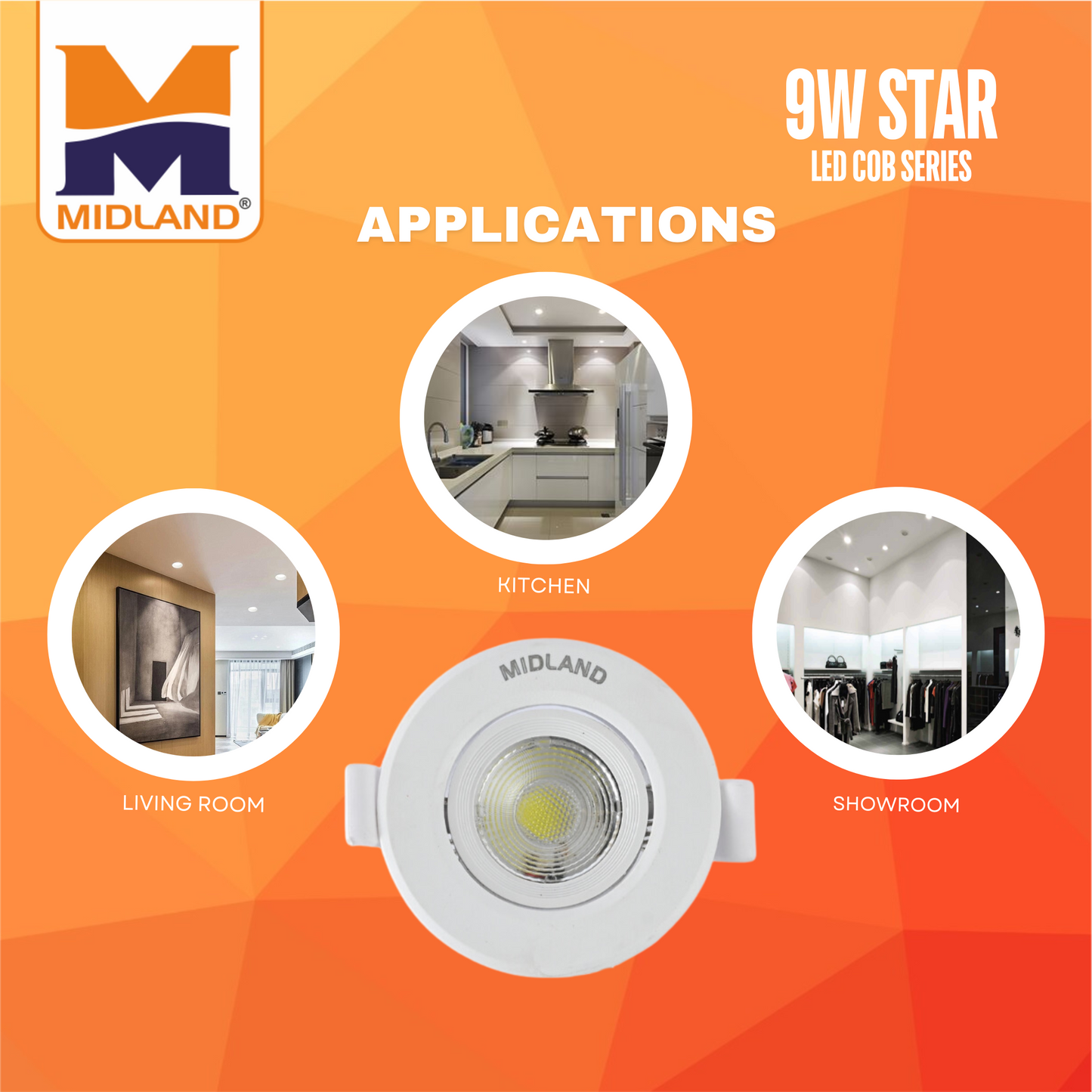 MIDLAND 9W STAR 3 IN 1 LED COB SERIES LIGHT