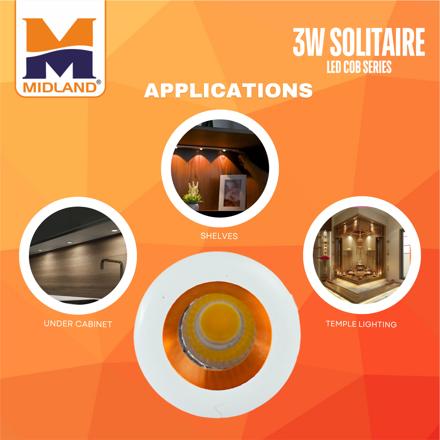 MIDLAND 3W SOLITAIRE LED COB SERIES LIGHT | WHITE-ROSE GOLD