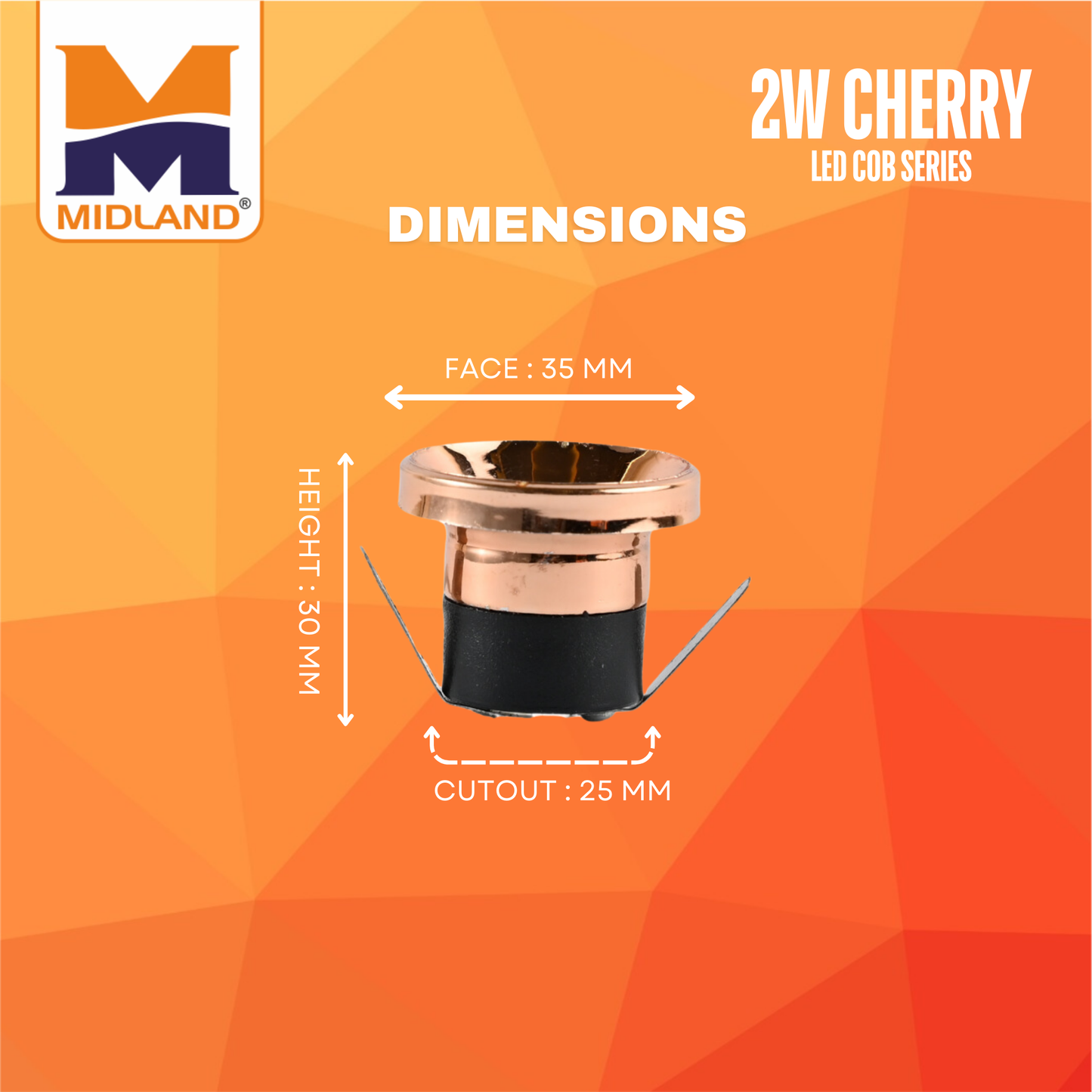 MIDLAND 2W CHERRY LED COB SERIES LIGHT | ROSE GOLD