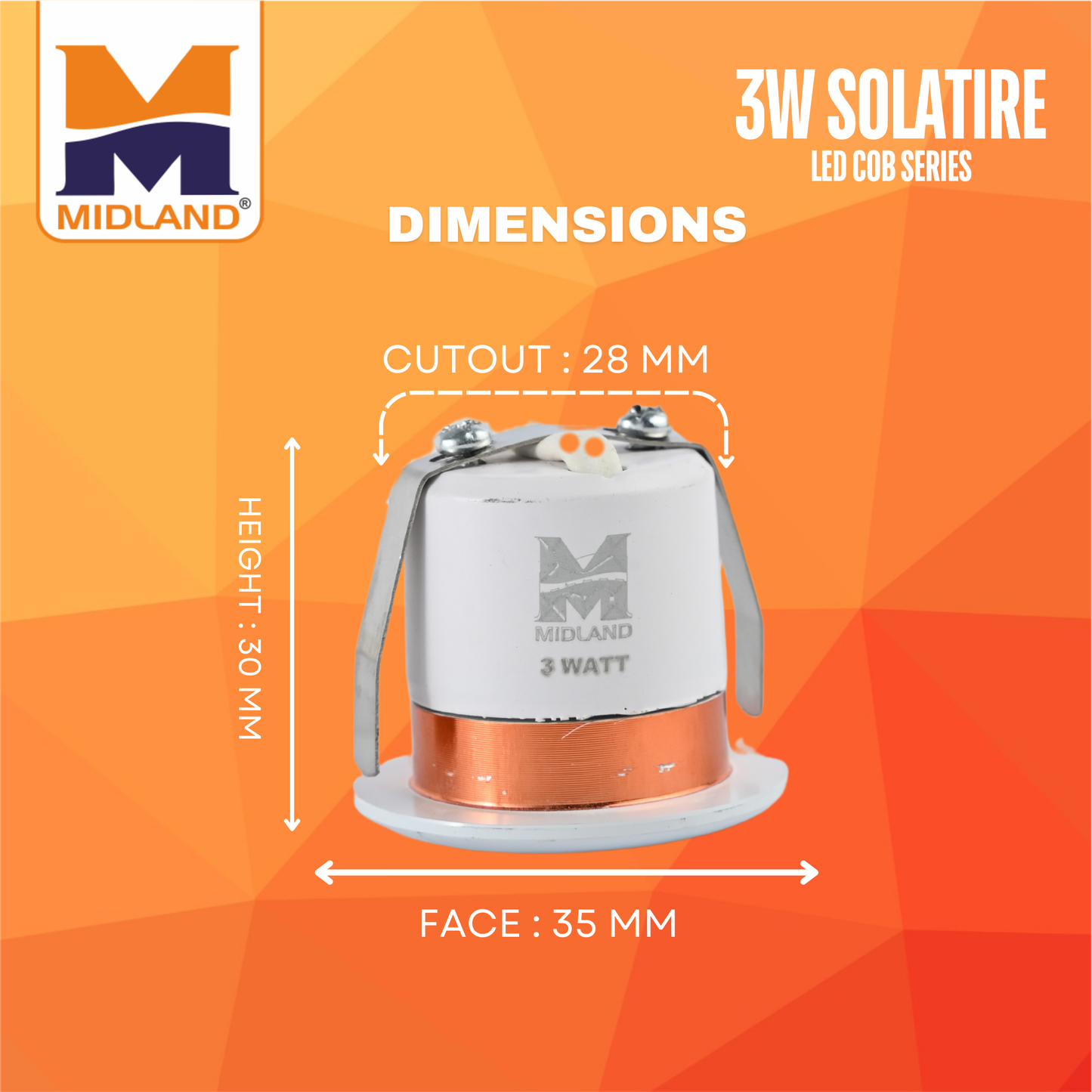 MIDLAND 3W SOLITAIRE LED COB SERIES LIGHT | WHITE-ROSE GOLD