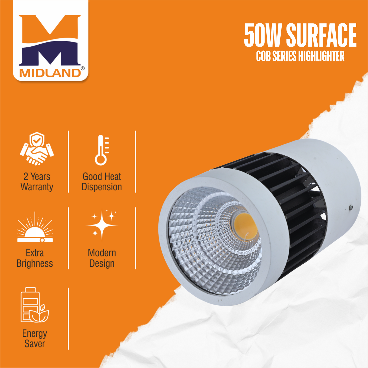 MIDLAND 50W SURFACE COB SERIES HIGHLIGHTER LED LIGHT