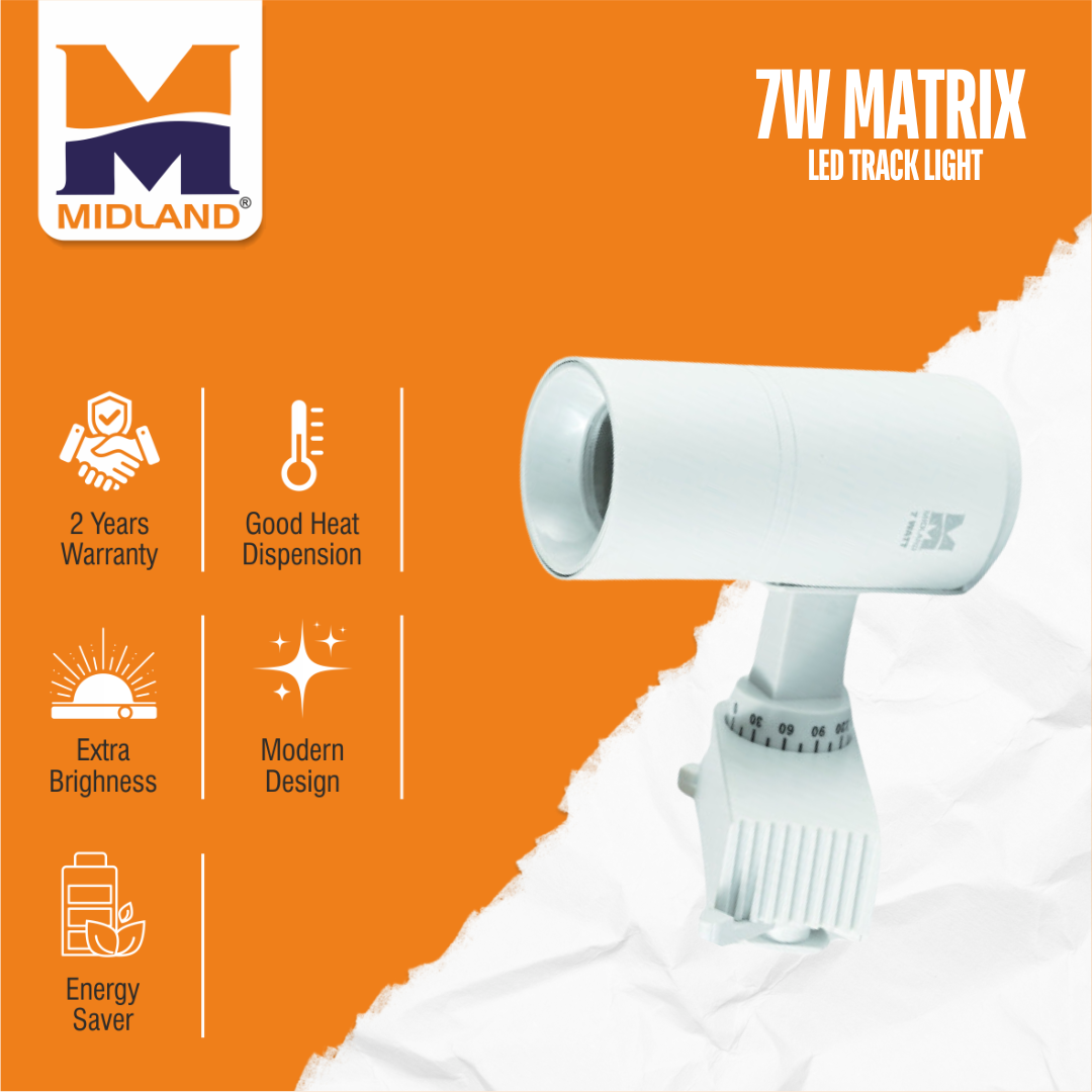 MIDLAND 7W MATRIX COB SERIES LED TRACK LIGHT | WHITE