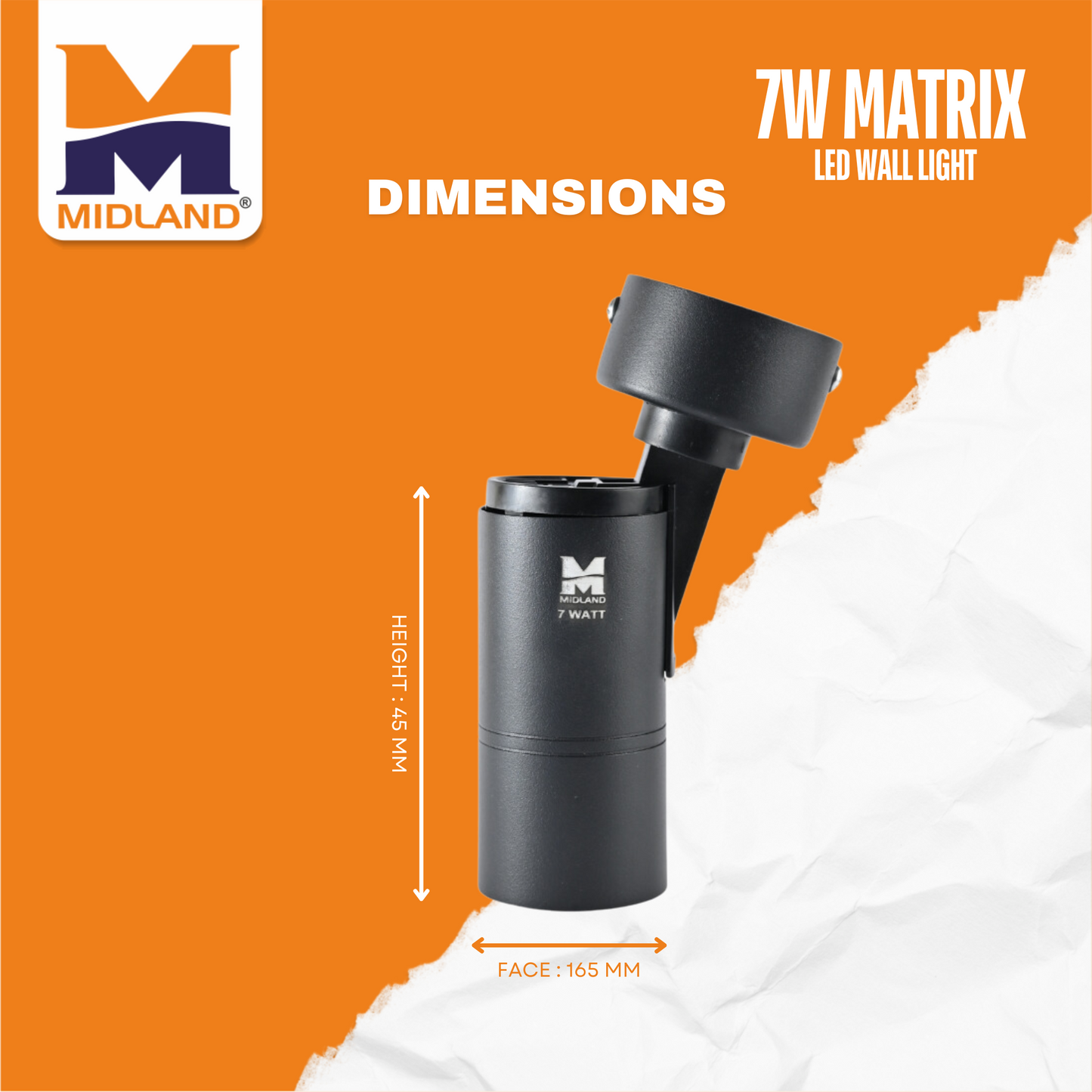 MIDLAND 7W MATRIX COB SERIES LED WALL LIGHT | BLACK