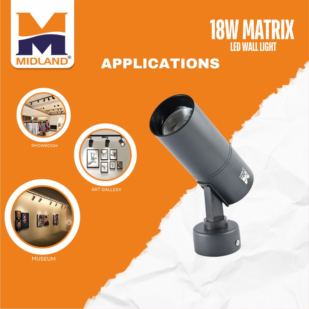 MIDLAND 18W MATRIX COB LED WALL LIGHT | BLACK