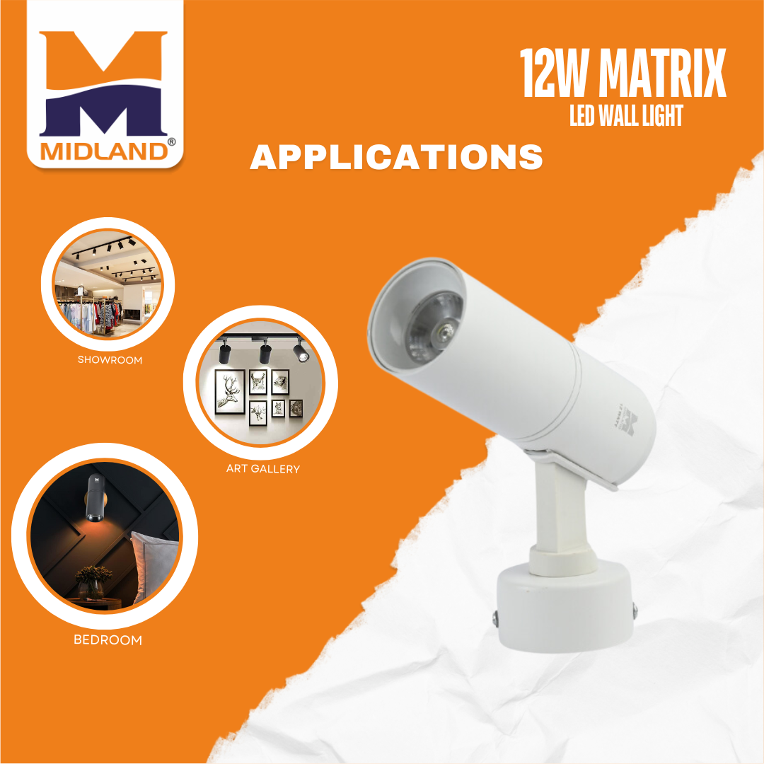 MIDLAND 12W MATRIX COB SERIES LED WALL LIGHT | WHITE