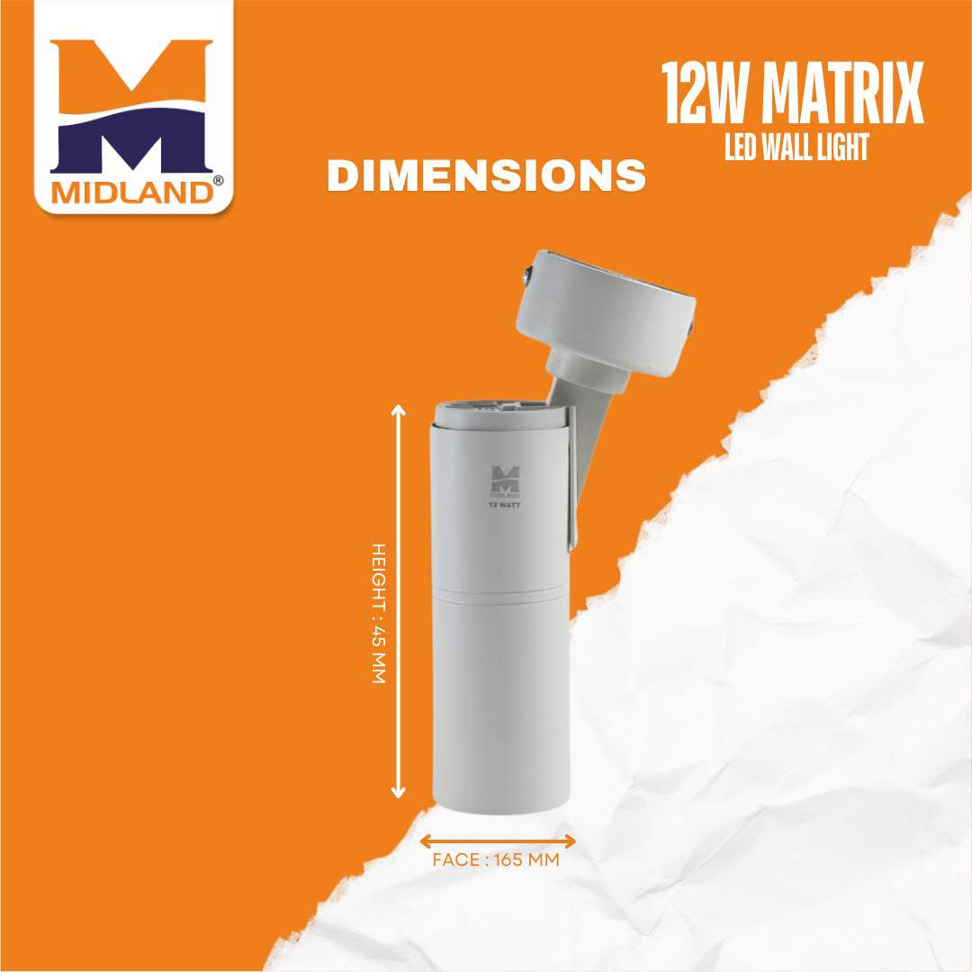 MIDLAND 12W MATRIX COB SERIES LED WALL LIGHT | WHITE