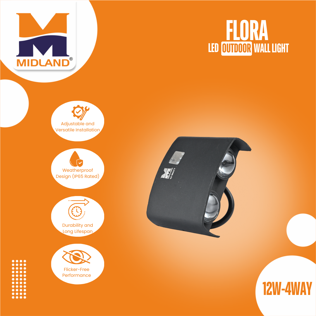 MIDLAND 12W-4WAY FLORA OUTDOOR LED WALL LIGHT