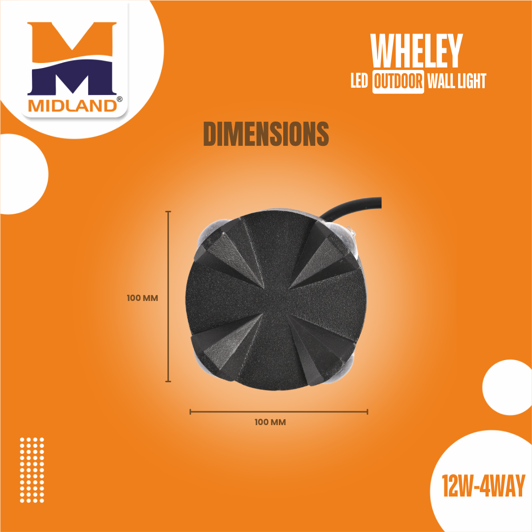 MIDLAND 12W-4WAY WHELEY OUTDOOR LED WALL LIGHT