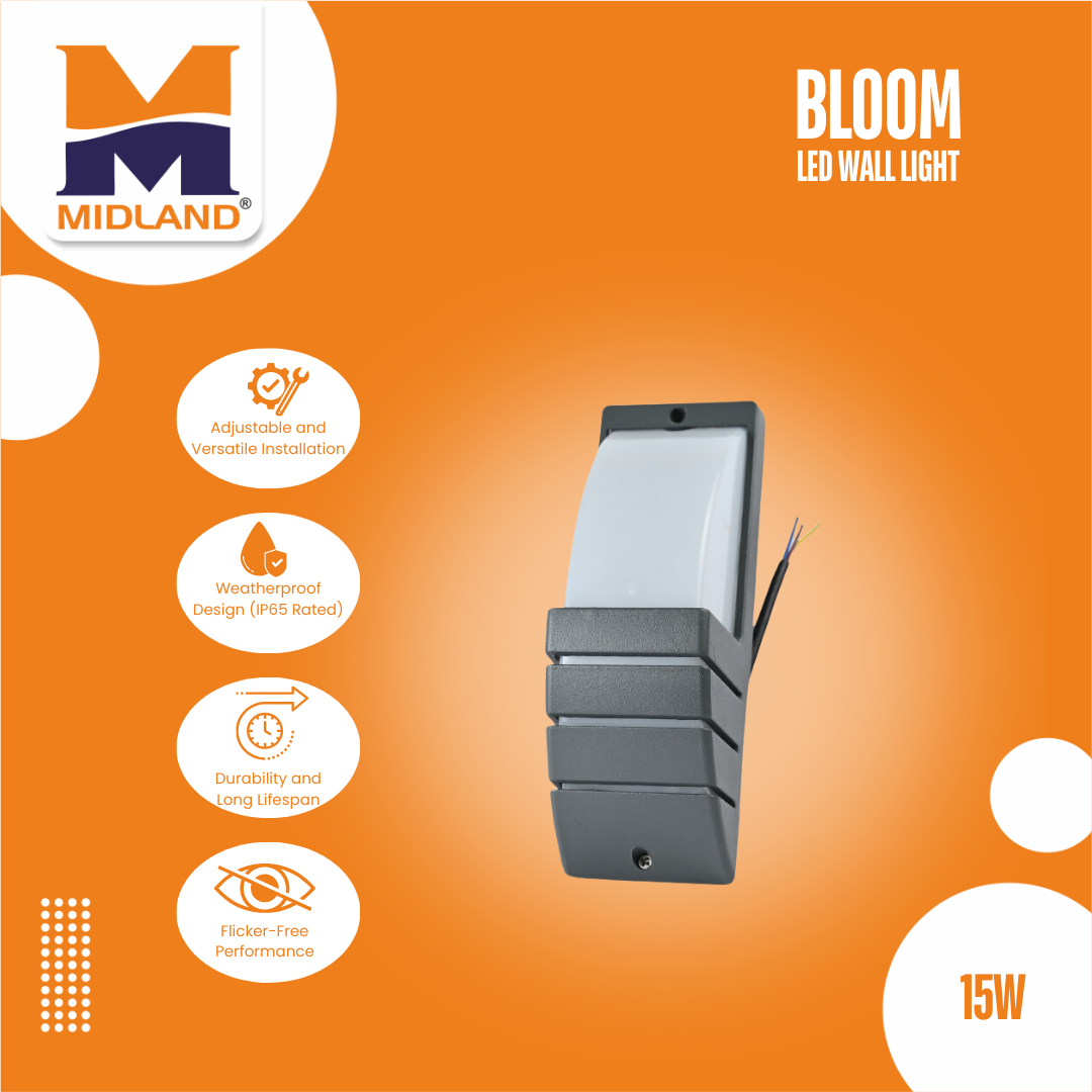 MIDLAND 15W BULKHEAD BLOOM LED WALL LIGHT