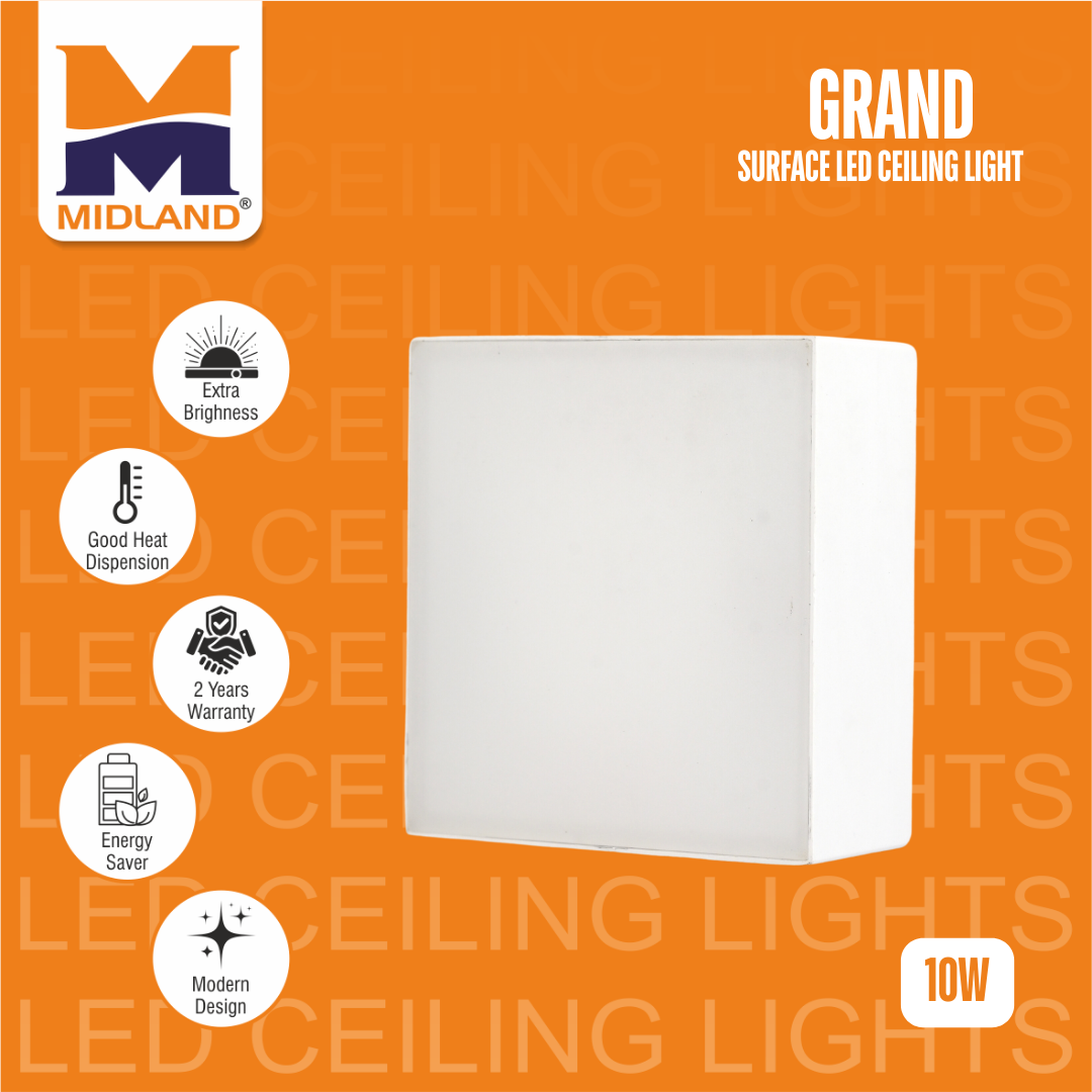 MIDLAND 10W GRAND SURFACE LED SQUARE CEILING LIGHT