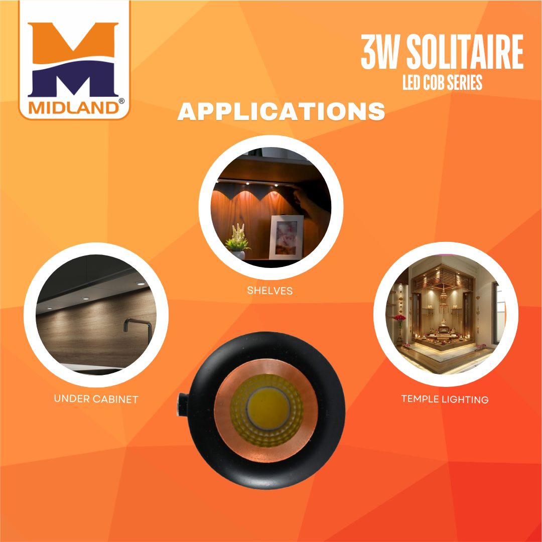 MIDLAND 3W SOLITAIRE LED COB SERIES LIGHT | BLACK-ROSE GOLD