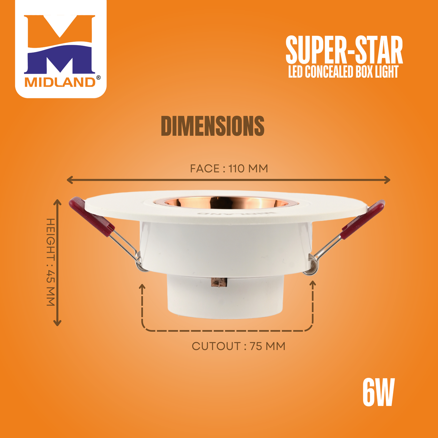 MIDLAND 6W SUPER-STAR LED CONCEALED BOX LIGHT