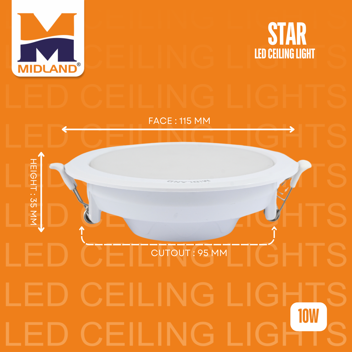 MIDLAND 10W STAR LED ROUND CEILING LIGHT