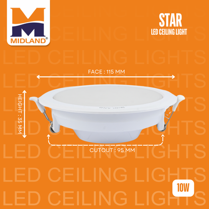 MIDLAND 10W STAR LED ROUND CEILING LIGHT