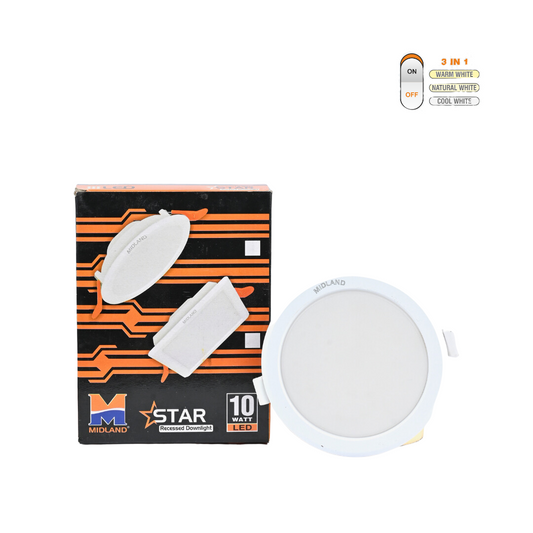 MIDLAND 10W STAR 3 IN 1 LED ROUND CEILING LIGHT