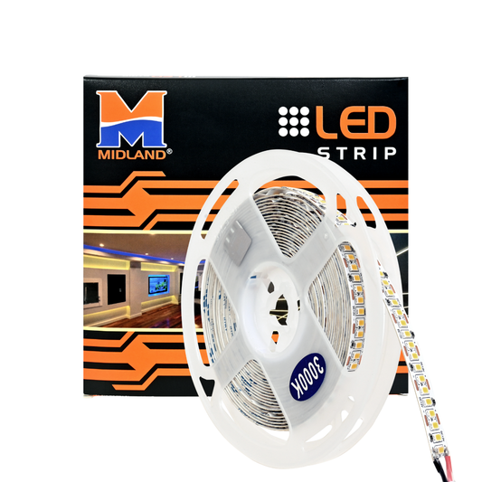 WARM WHITE LED STRIP LIGHT 12V 240 LED PER METER  MIDLAND (5 METER/ ROLL)
