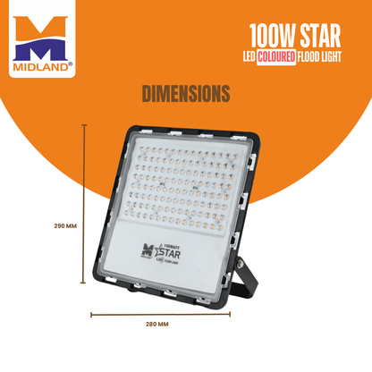 MIDLAND 100W STAR LED COLOURED FLOOD LIGHT