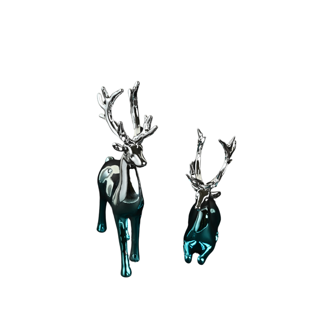 MIDLAND BAMBI & BLOSSOM DEER FIGURES FOR SHOWCASING | BLUE-SILVER