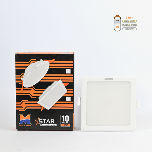 MIDLAND 10W STAR 3 IN 1 LED SQUARE CEILING LIGHT