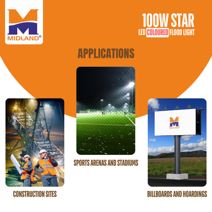 MIDLAND 100W STAR LED COLOURED FLOOD LIGHT