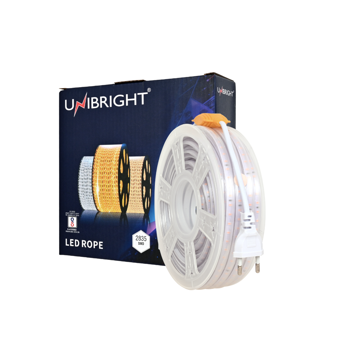 COLOURED LED ROPE LIGHT UNIBRIGHT 220V 20 METER ROLL