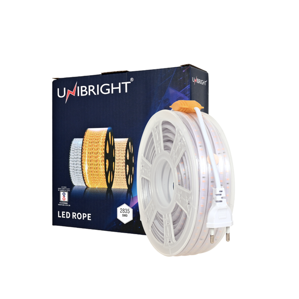WARM WHITE LED ROPE LIGHT 220V UNIBRIGHT 20 METER ROLL