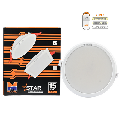 MIDLAND 15W STAR 3 IN 1 LED ROUND CEILING LIGHT