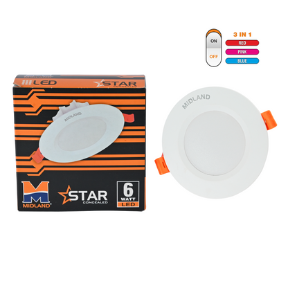 MIDLAND 6W STAR 3 IN 1 LED CONCEALED BOX LIGHT