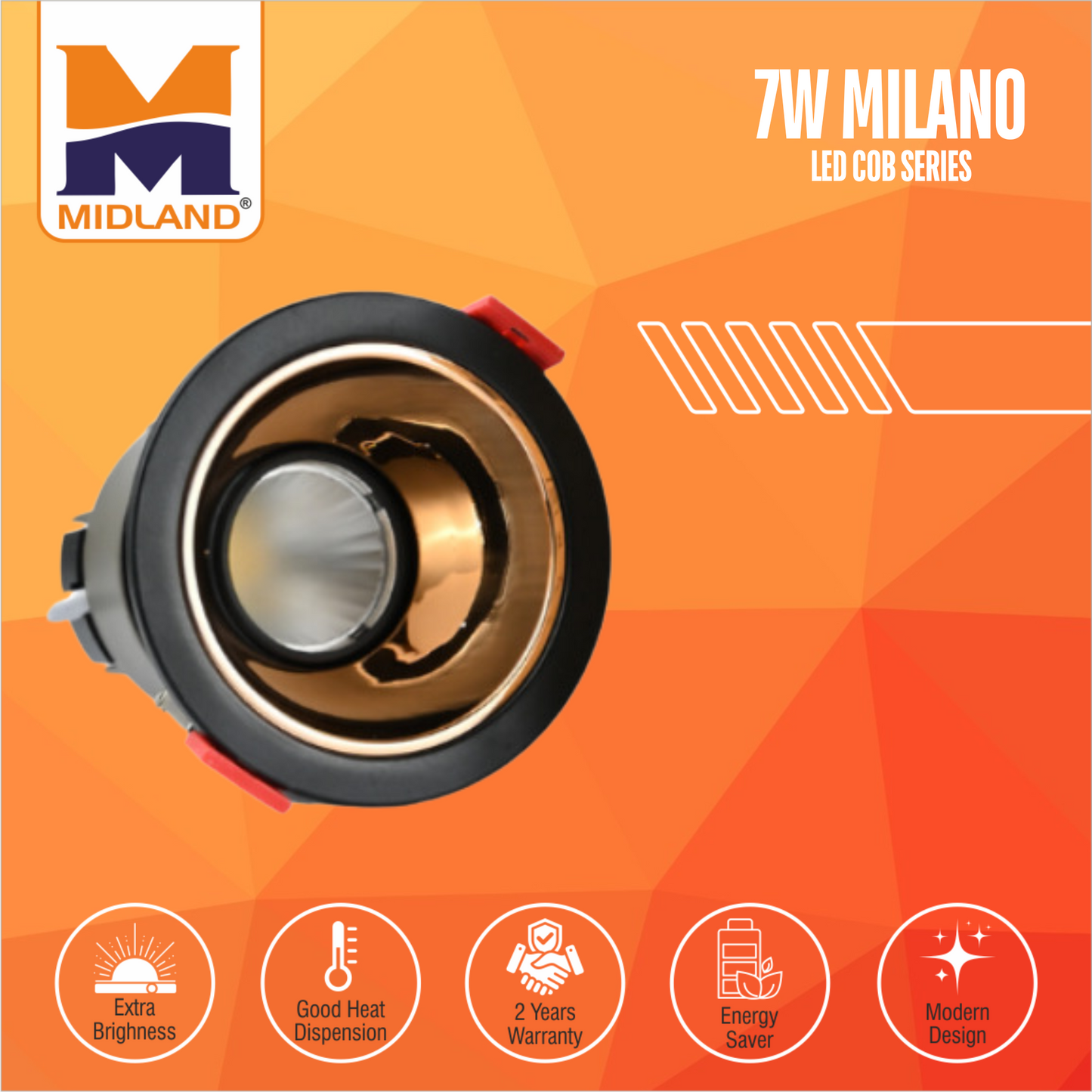 MIDLAND 7W MILANO LED COB SERIES LIGHT | BLACK