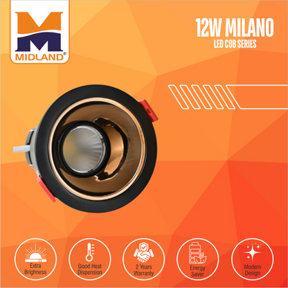 MIDLAND 12W MILANO LED COB SERIES LIGHT | BLACK