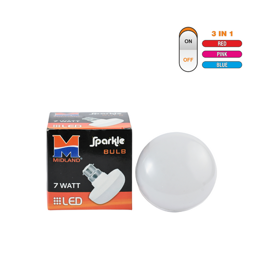 MIDLAND 7W SPARKLE 3 IN 1 LED BULB (B-22)