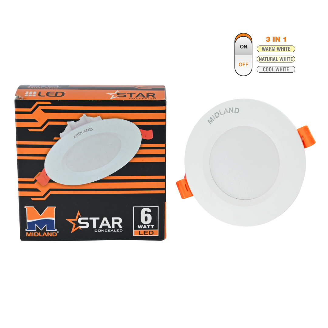 MIDLAND 6W STAR 3 IN 1 LED CONCEALED BOX LIGHT