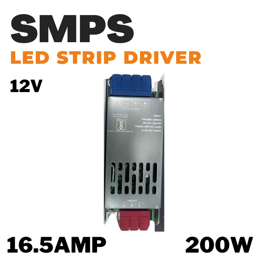 LED STRIP DRIVER 12V ((SMPS)) 16.5 AMP 200 WATT *Recommended for 8-10 Meters of LED Strip Light*