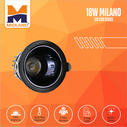 MIDLAND 18W MILANO LED COB SERIES LIGHT | BLACK