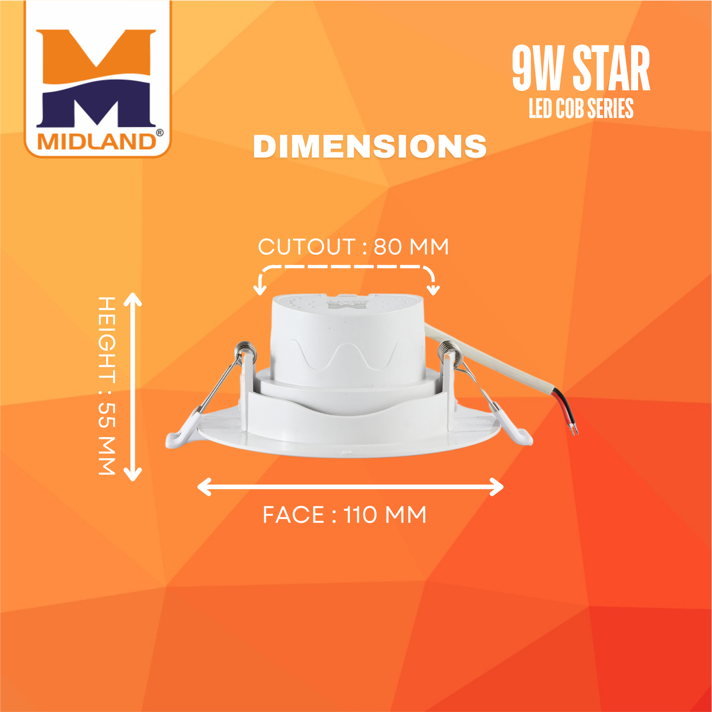 MIDLAND 9W STAR 3 IN 1 LED COB SERIES LIGHT