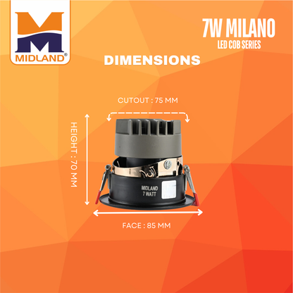 MIDLAND 7W MILANO LED COB SERIES LIGHT | BLACK