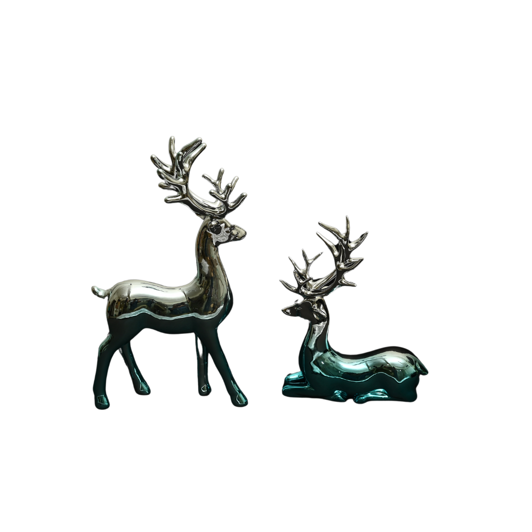 MIDLAND BAMBI & BLOSSOM DEER FIGURES FOR SHOWCASING | BLUE-SILVER