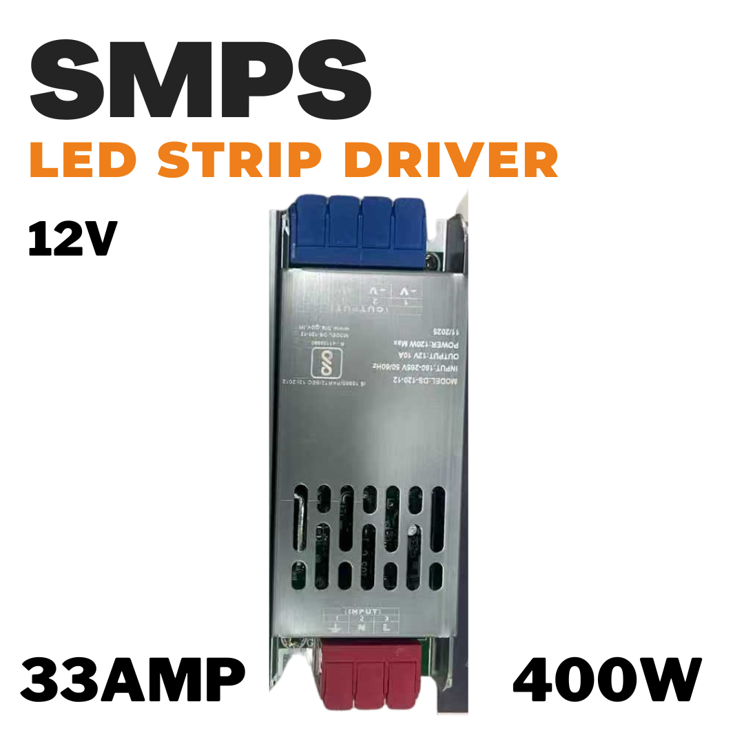 LED STRIP DRIVER 12V ((SMPS)) 33 AMP 400 WATT *Recommended for 18-20 Meters of LED Strip Light*