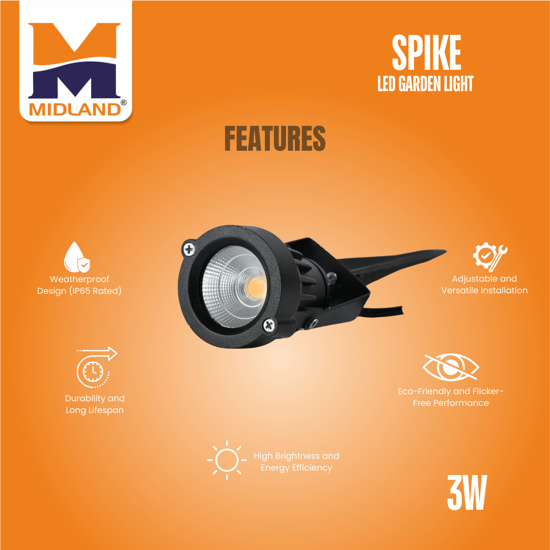 MIDLAND 3W SPIKE LED GARDEN LIGHT