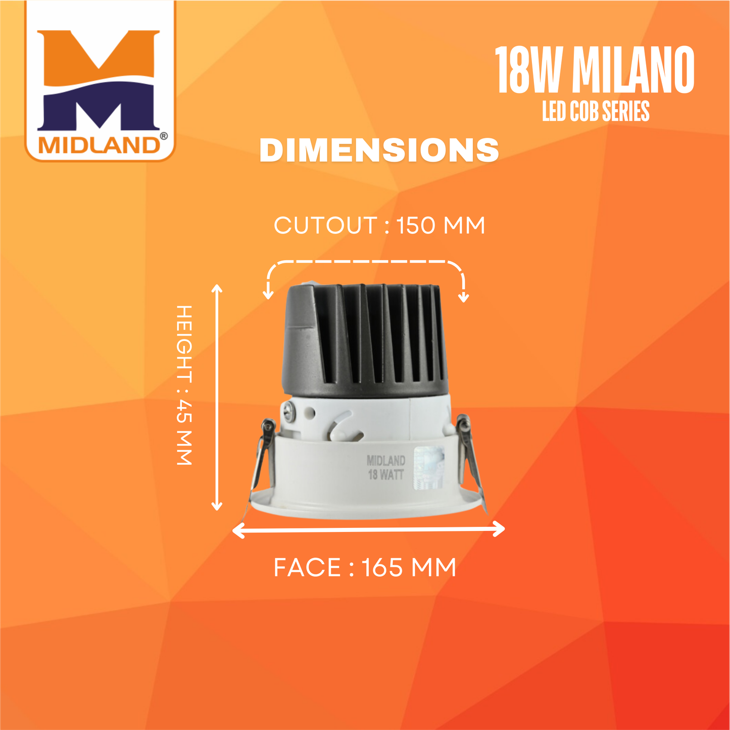 MIDLAND 18W MILANO LED COB SERIES LIGHT | WHITE