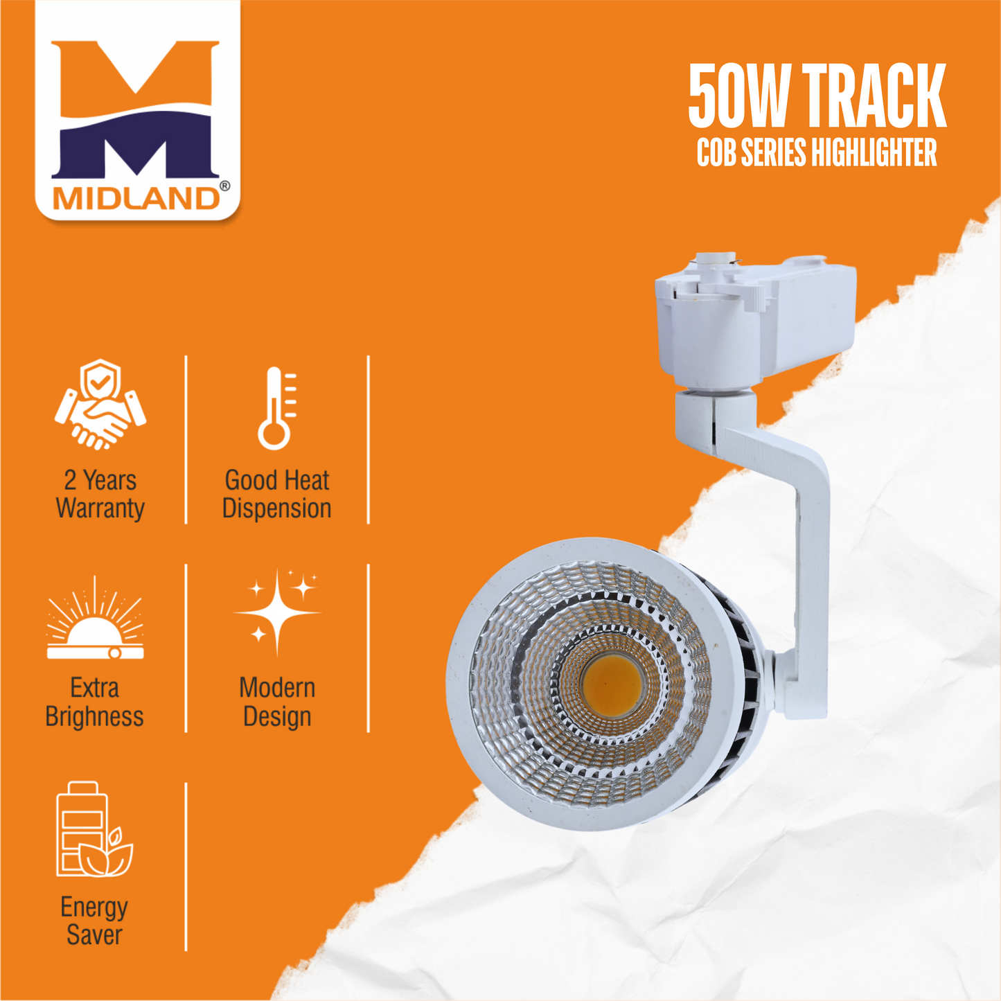 MIDLAND 50W TRACK COB SERIES HIGHLIGHTER LED LIGHT