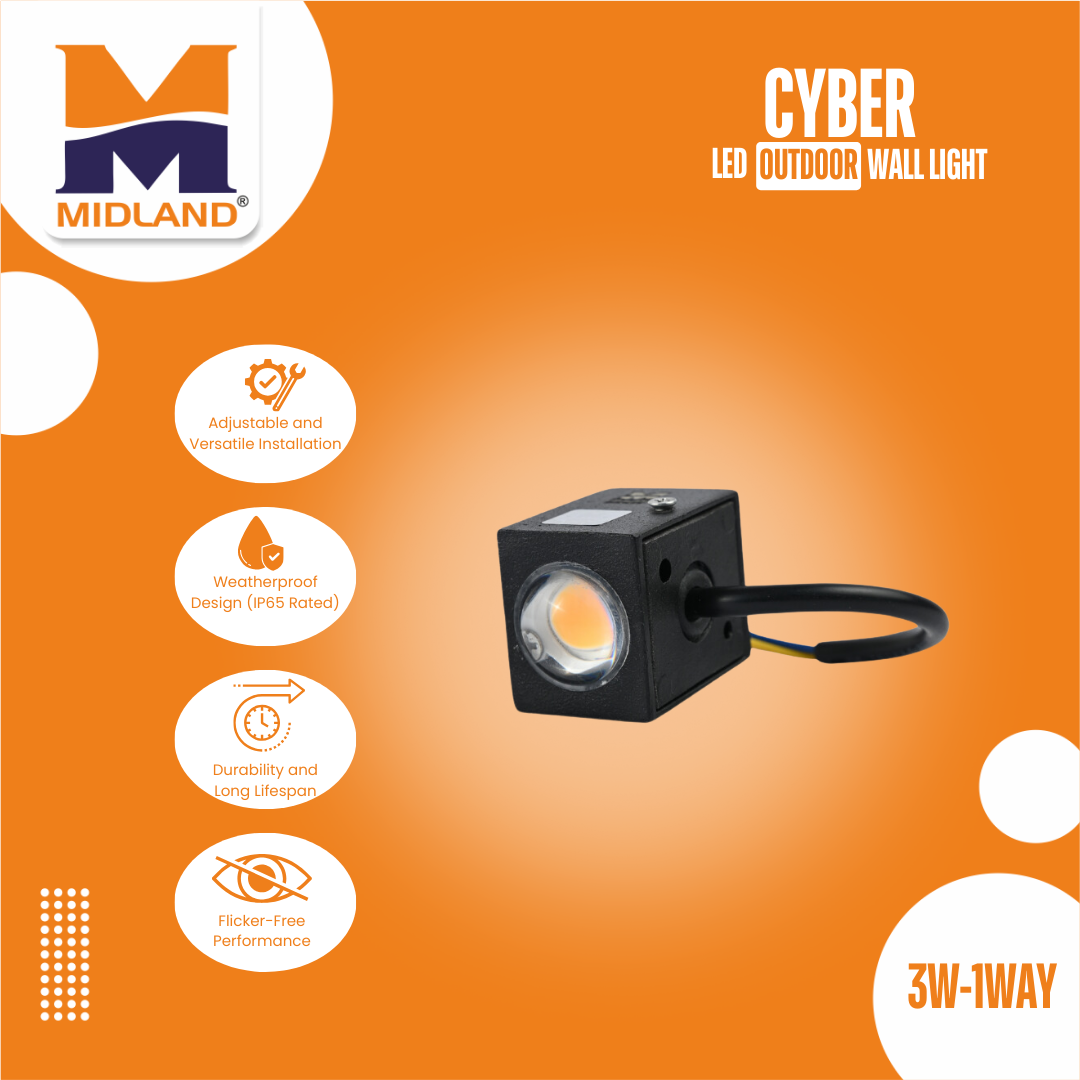 MIDLAND 3W-1WAY CYBER OUTDOOR LED WALL LIGHT