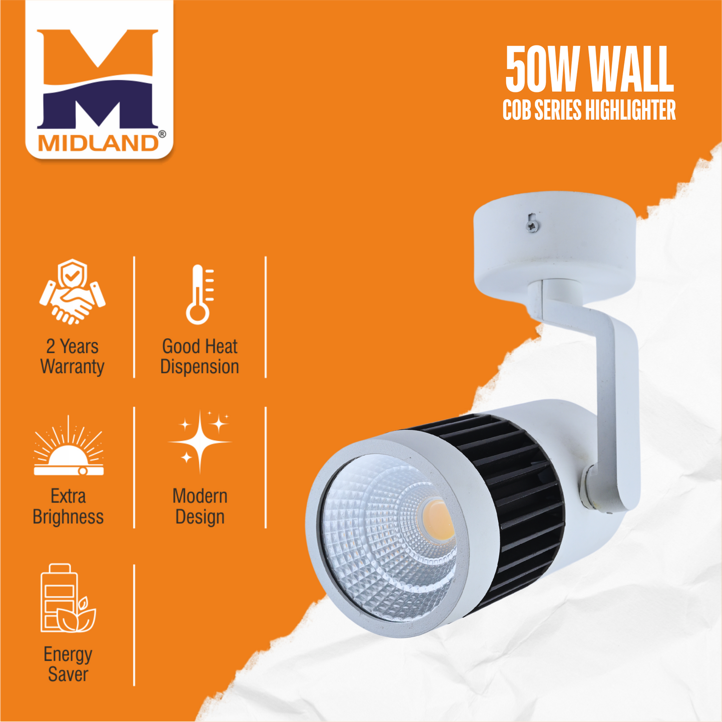 MIDLAND 50W WALL COB SERIES HIGHLIGHTER LED LIGHT