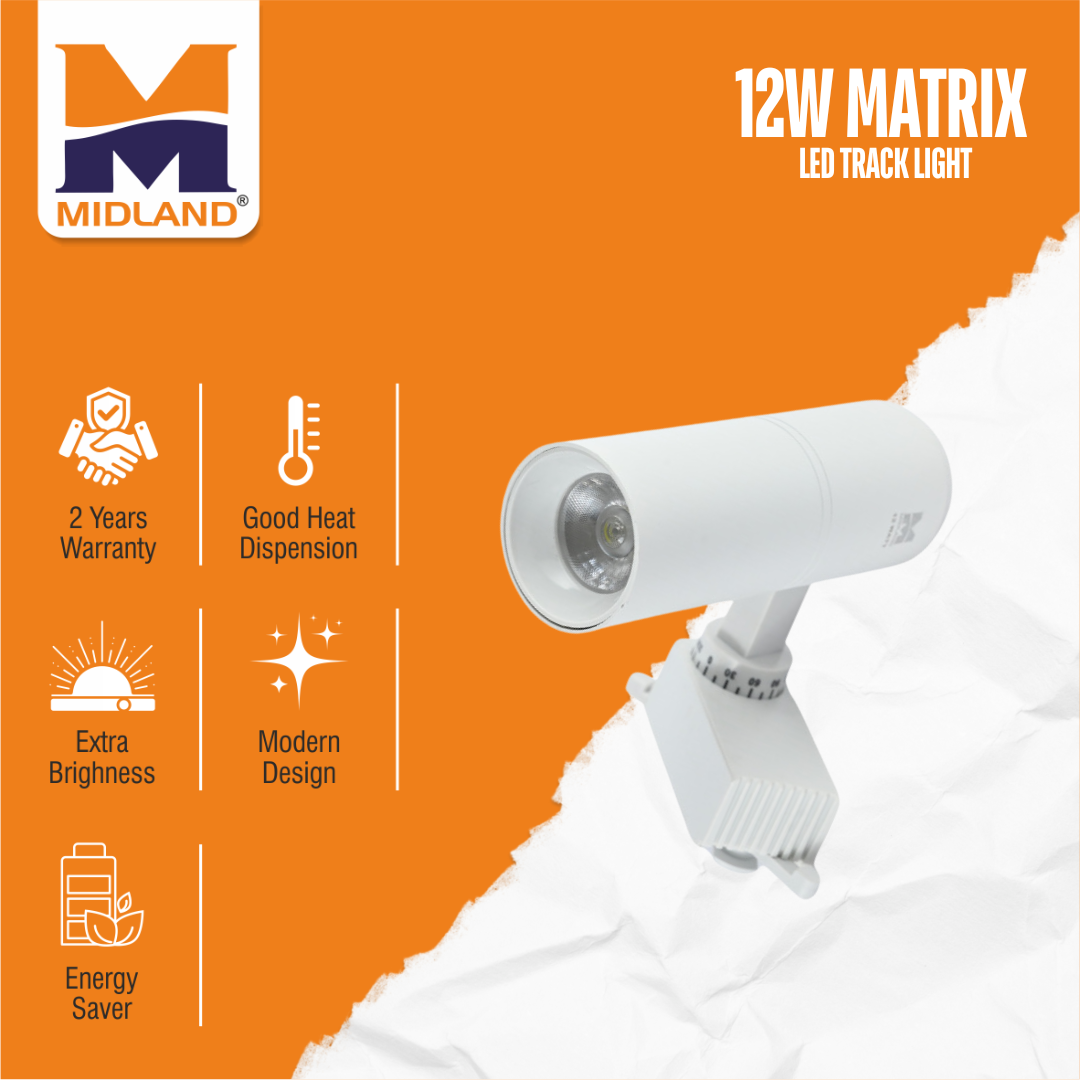 MIDLAND 12W MATRIX COB SERIES LED TRACK LIGHT | WHITE